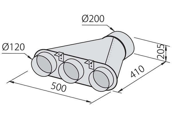 Verteiler für 3 Rohre, Zubehör und Ergänzungen