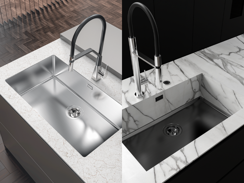 Spülen-Produktlinie Phantom, Edelstahlspülen, integrierbare Spülen