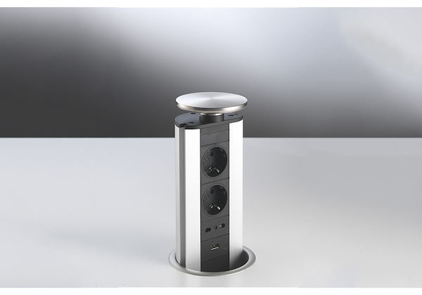 Totem4 aus Edelstahl, Einbau-Steckdosenhalter