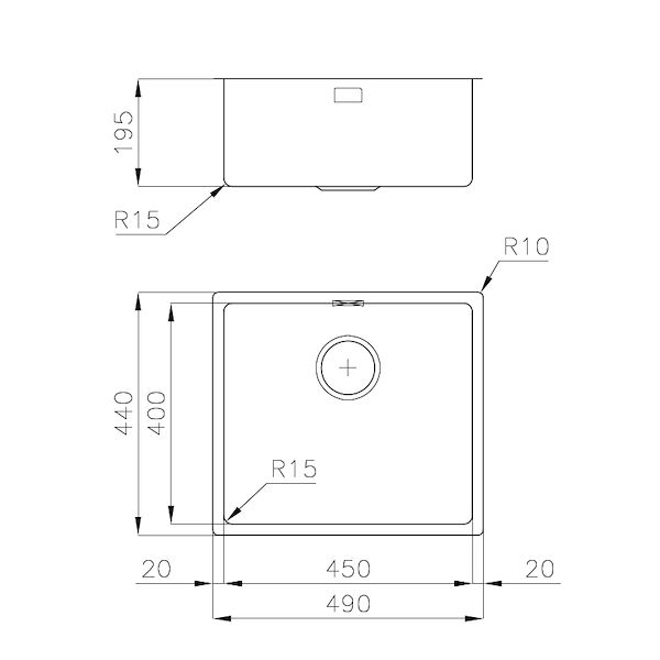 Spülbecken KE Aufliegend I Flächenbündig Gun Metal