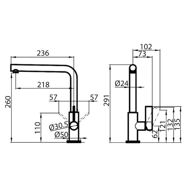 Mischbatterie Omega Satiniert