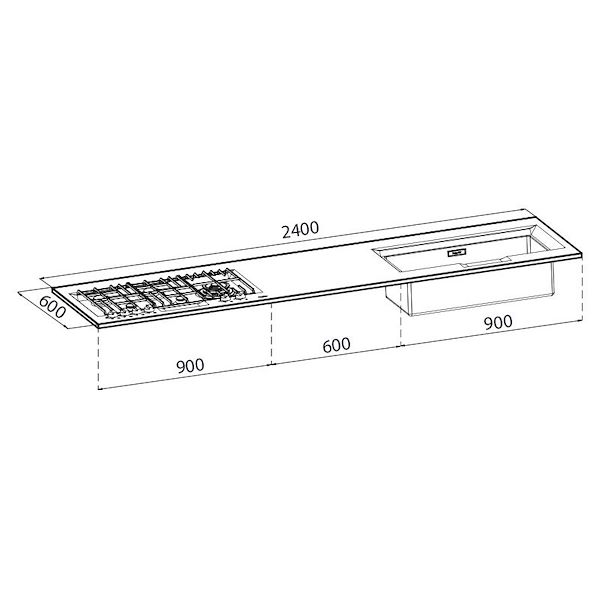 Edelstahl-Arbeitsplatte FL