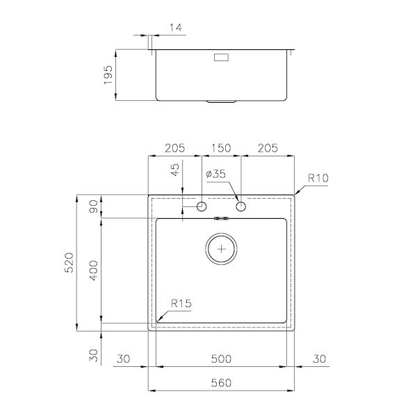 Spülbecken KE Aufliegend I Flächenbündig