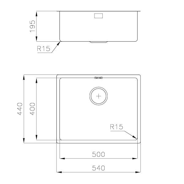 Spülbecken KE - R15 Vintage Gun Metal