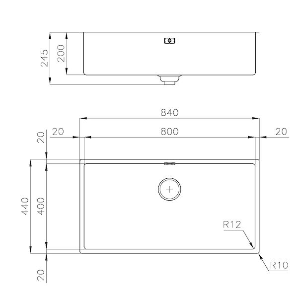 Becken Skin 800 Gun Metal Unterbau