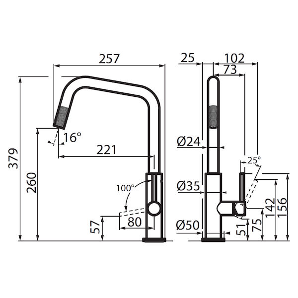 Mischbatterie KS Plus satiniert