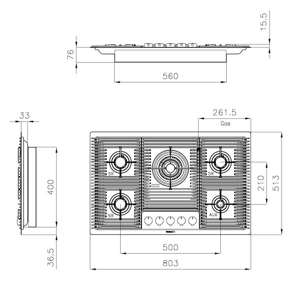 Kochfeld Milanello Copper 5F