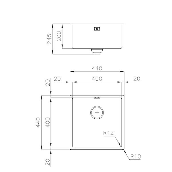 Becken Skin 400 Gun Metal Unterbau