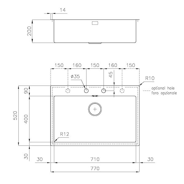 Spülbecken S4001 Aufliegend I Flächenbündig