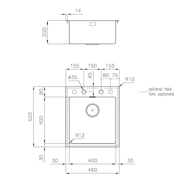 Spülbecken S4001 Aufliegend I Flächenbündig