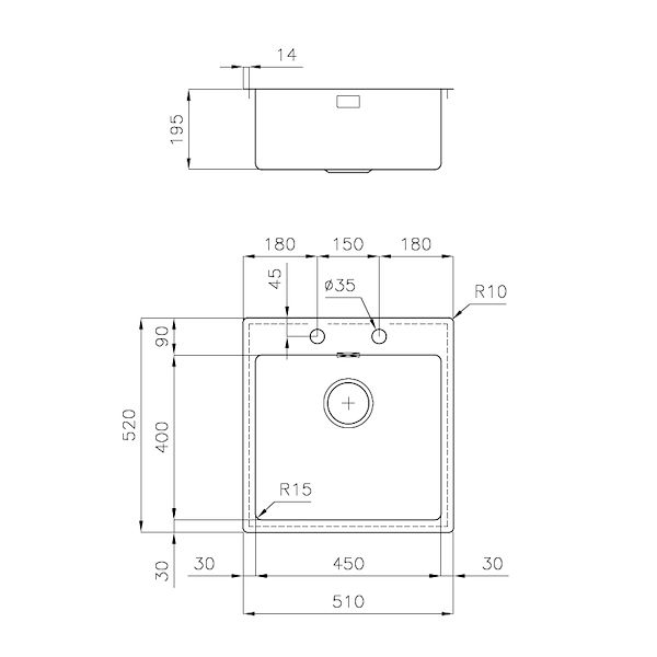 Spülbecken KE Aufliegend I Flächenbündig