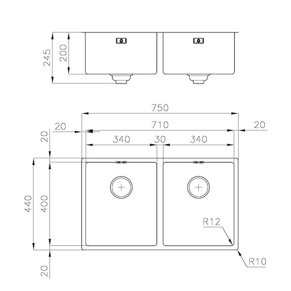Becken Skin Double Unterbau