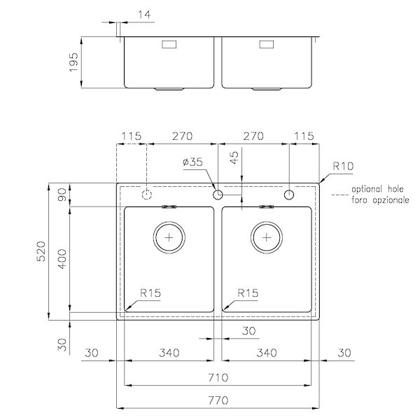 Spülbecken KE Aufliegend I Flächenbündig
