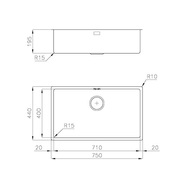 Spülbecken KE - R15 Vintage Gun Metal