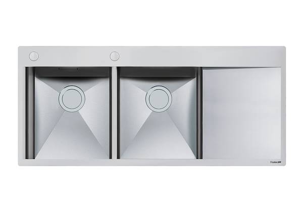 Küchenspüle aus Edelstahl mit Abtropffläche