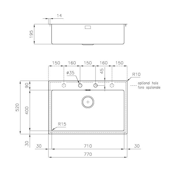 Spülbecken KE Aufliegend I Flächenbündig